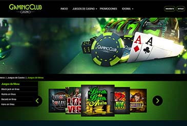 Página Inicial do Cassino Gaming Club