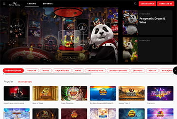 Página inicial do Royal Panda cassino.